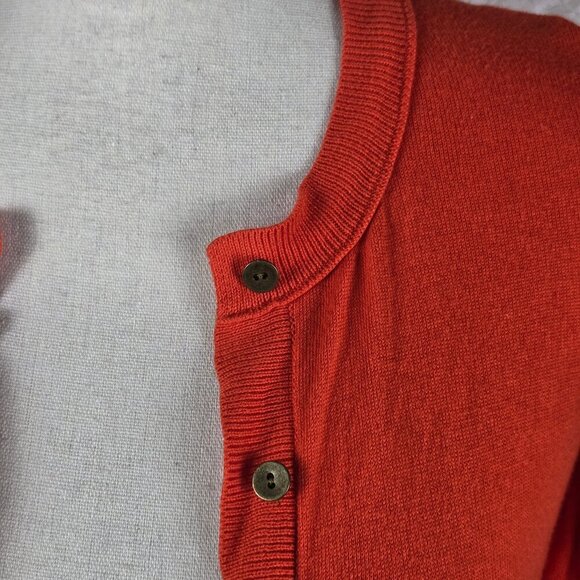 LOFT Size XS Lightweight Orange Cardigan Button Up 3/4 Sleeve Exposed Seams - Picture 2 of 13